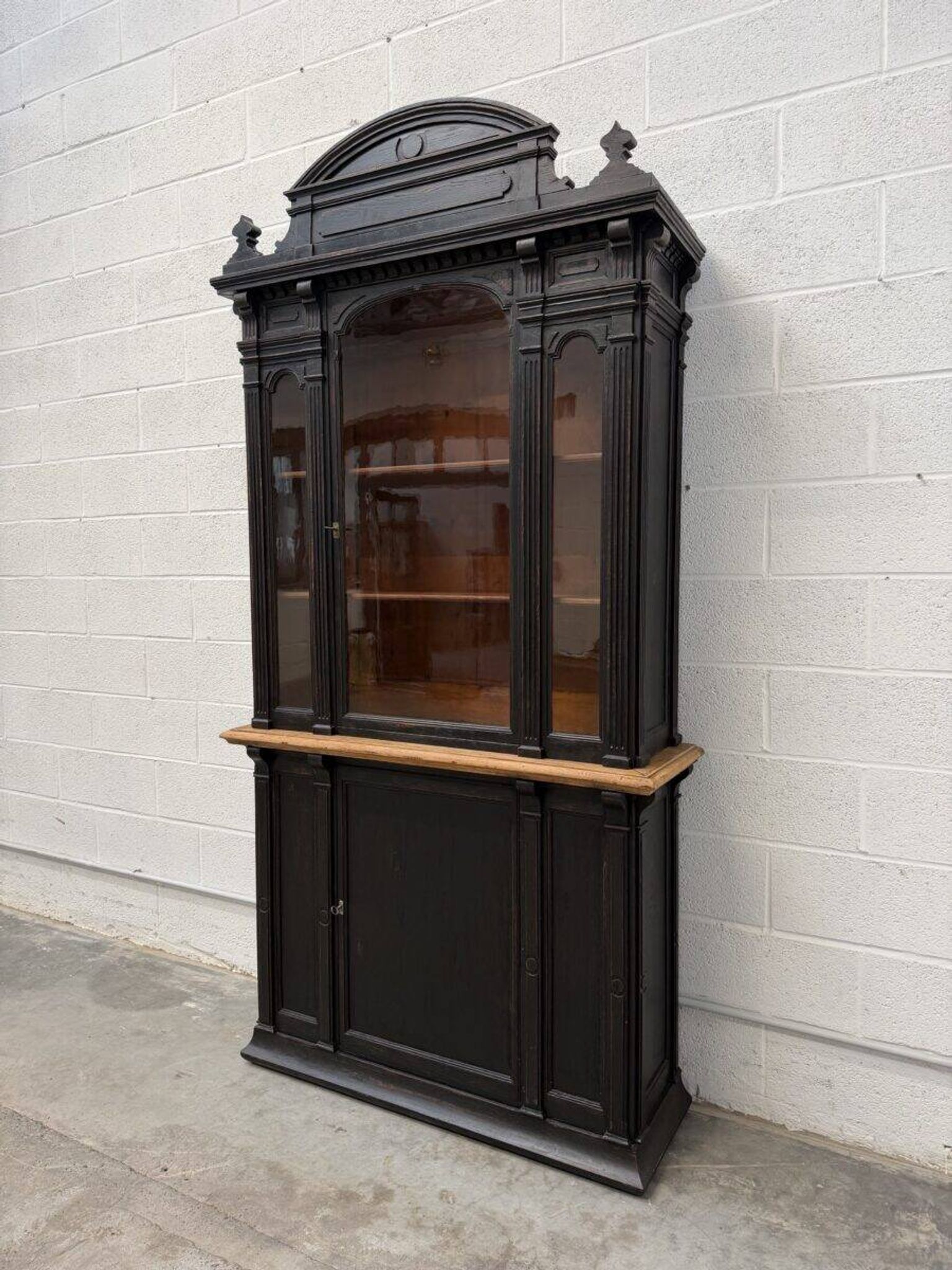 19th-century shop display cabinet in solid oak
