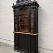 19th-century shop display cabinet in solid oak