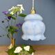 Vintage globe pendant light in white and blue opaline