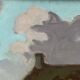 Large oil on panel of a Breton landscape 1950, antique painting signed.