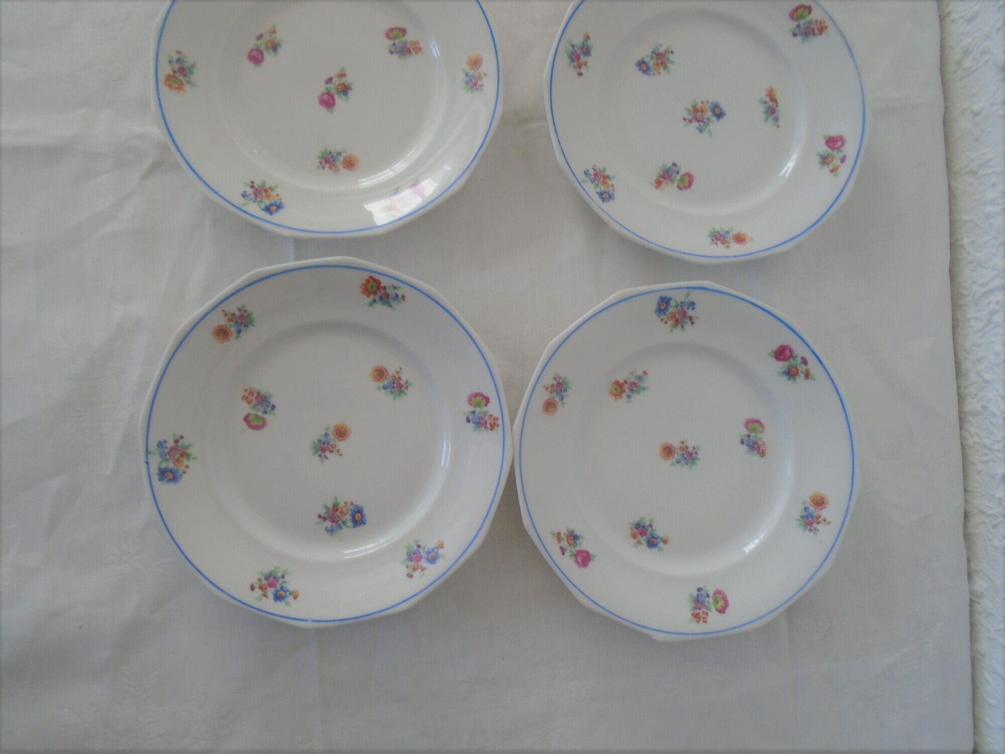 6 dessert plates decorated small porcelaiene flowers Sologne LAMOTTE