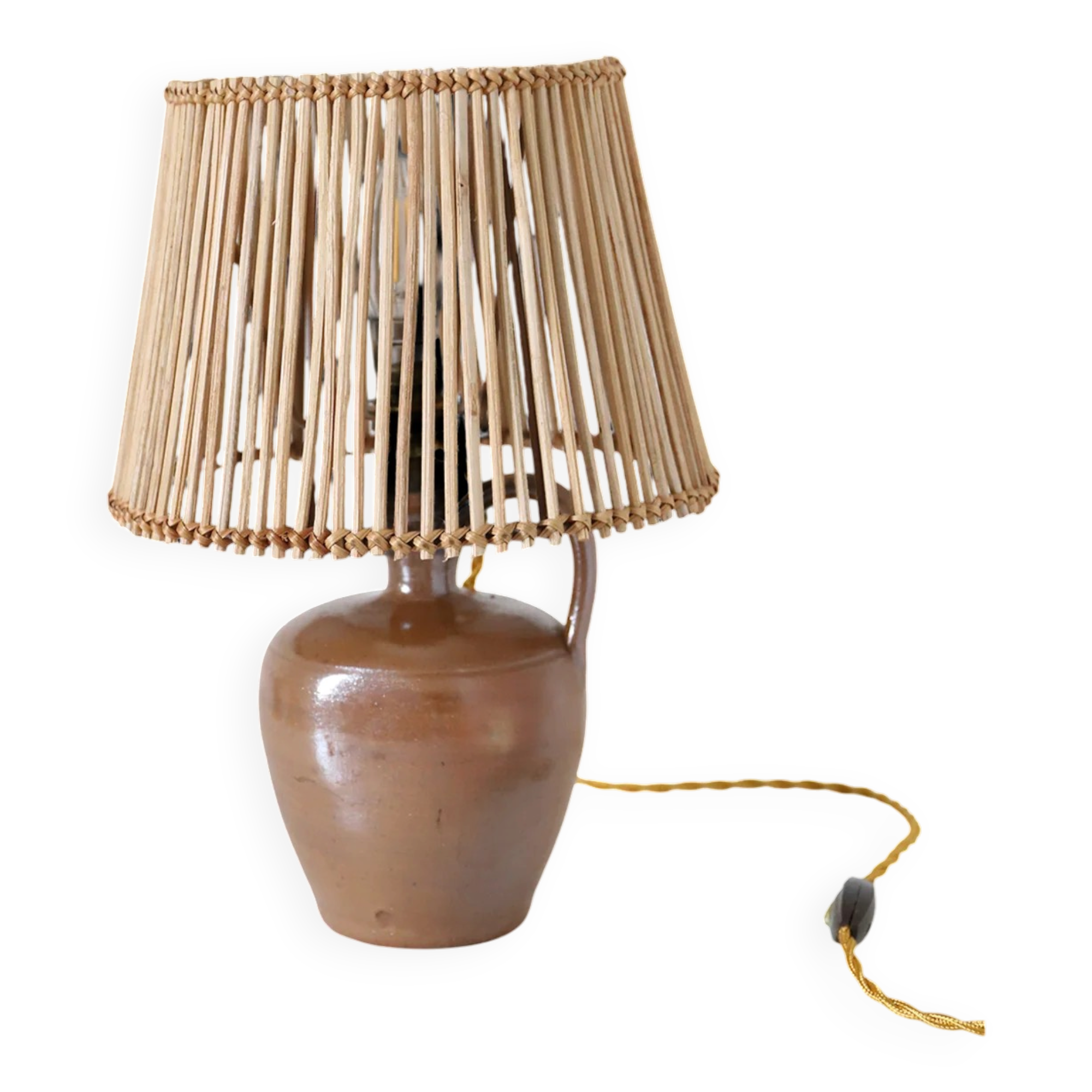 Lampe à poser artisanale "Héritage Alsacien" – Grès au sel et lumière graphique