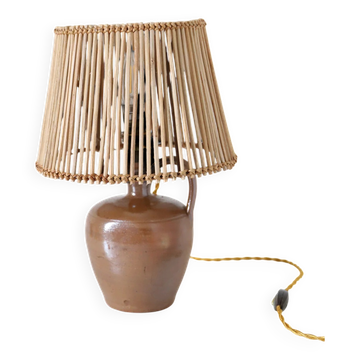 Handcrafted table lamp "Alsatian Heritage" – Salt-glazed stoneware and graphic light