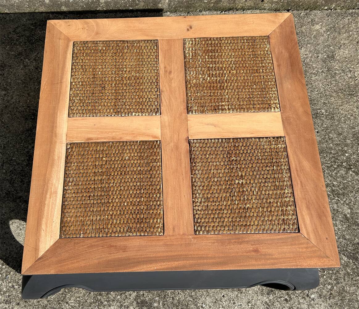 Square opium coffee table, solid teak, elephant legs