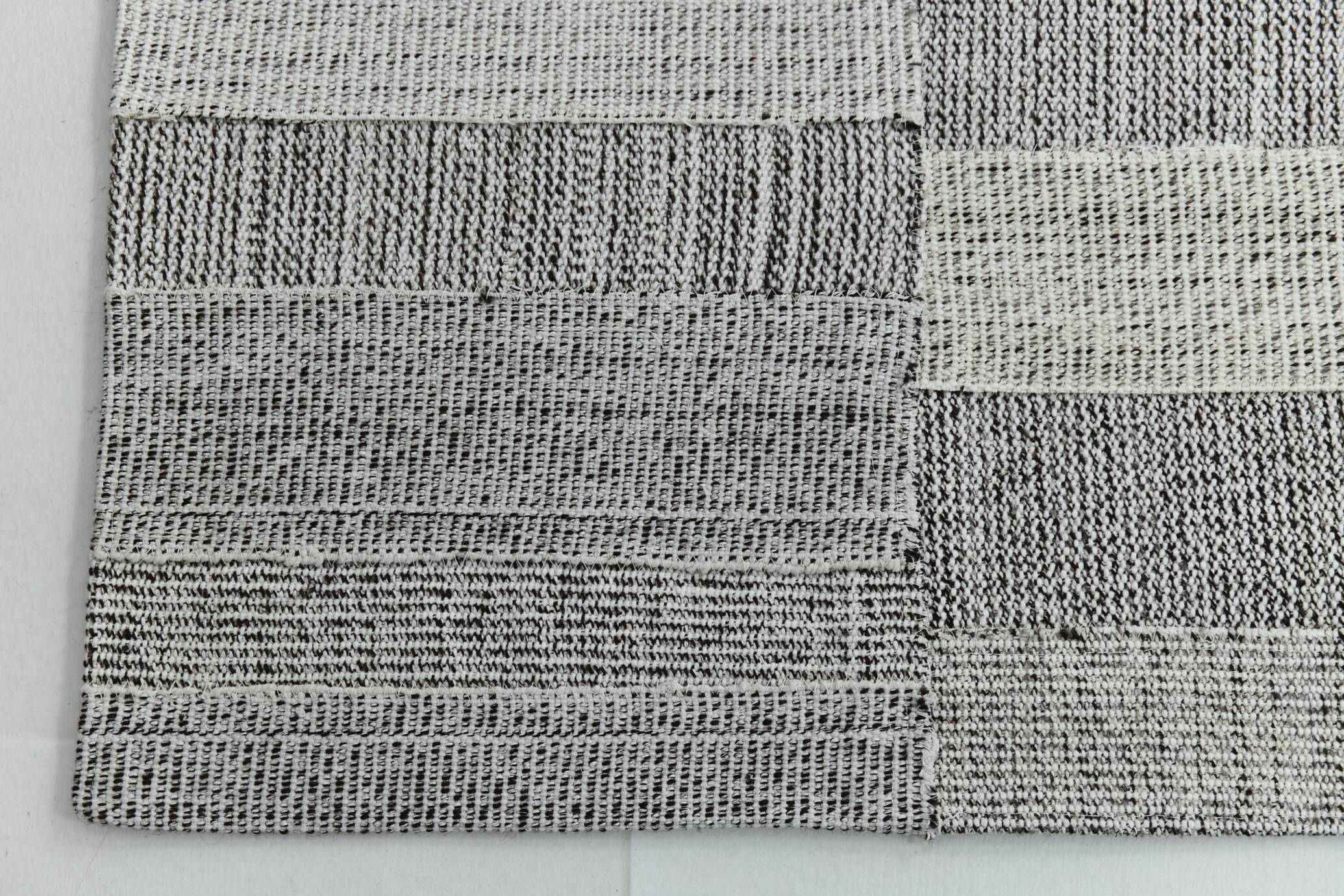 2x8 Kilim White Black Solid Kilim Runner Rug, 72x254Cm