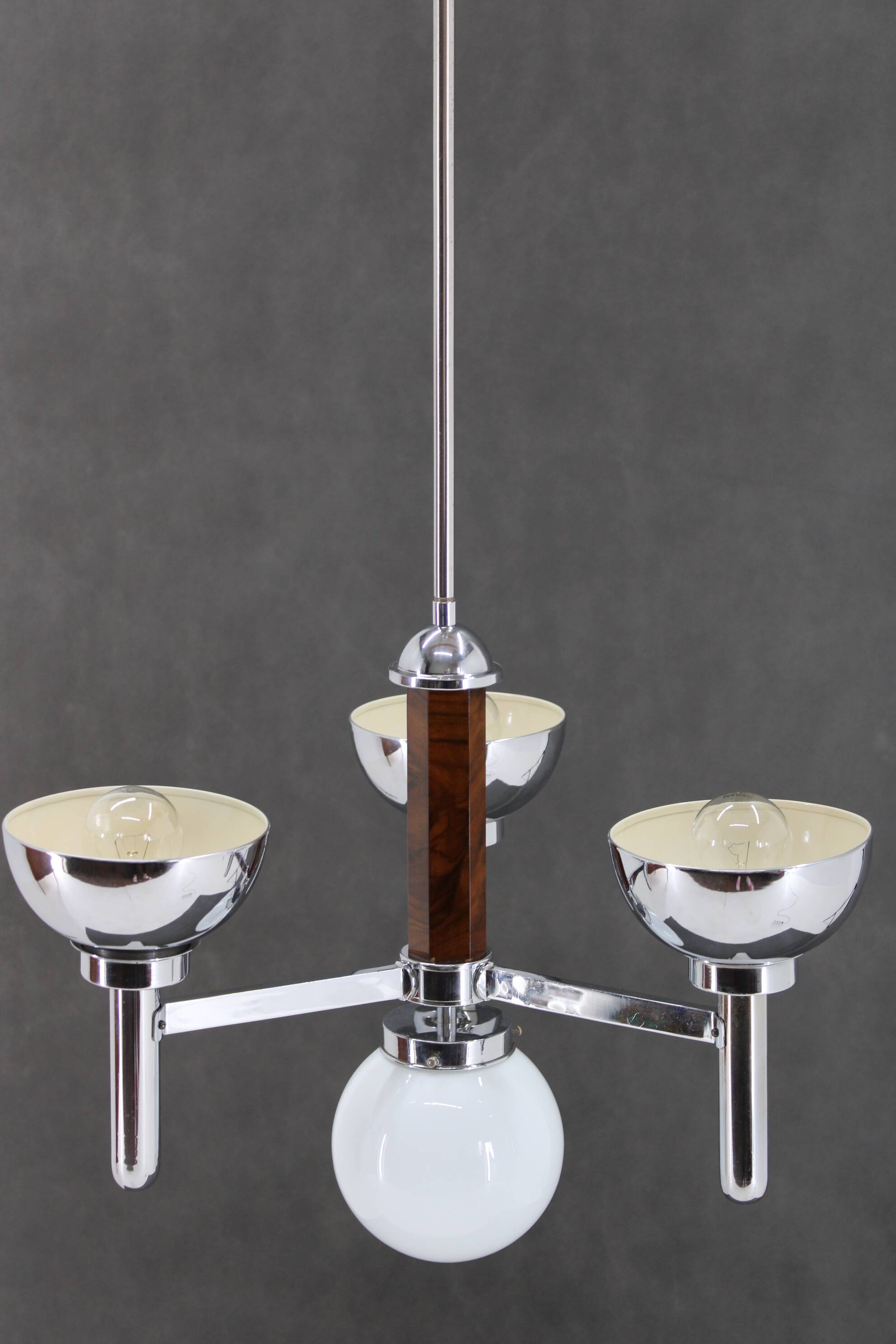 1930s Art Deco Chandelier, Czechoslovakia