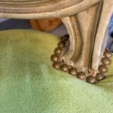 2 chaises style Louis XV en bois et velours vert