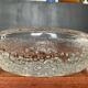 Set of three round thick moulded glass candle holders