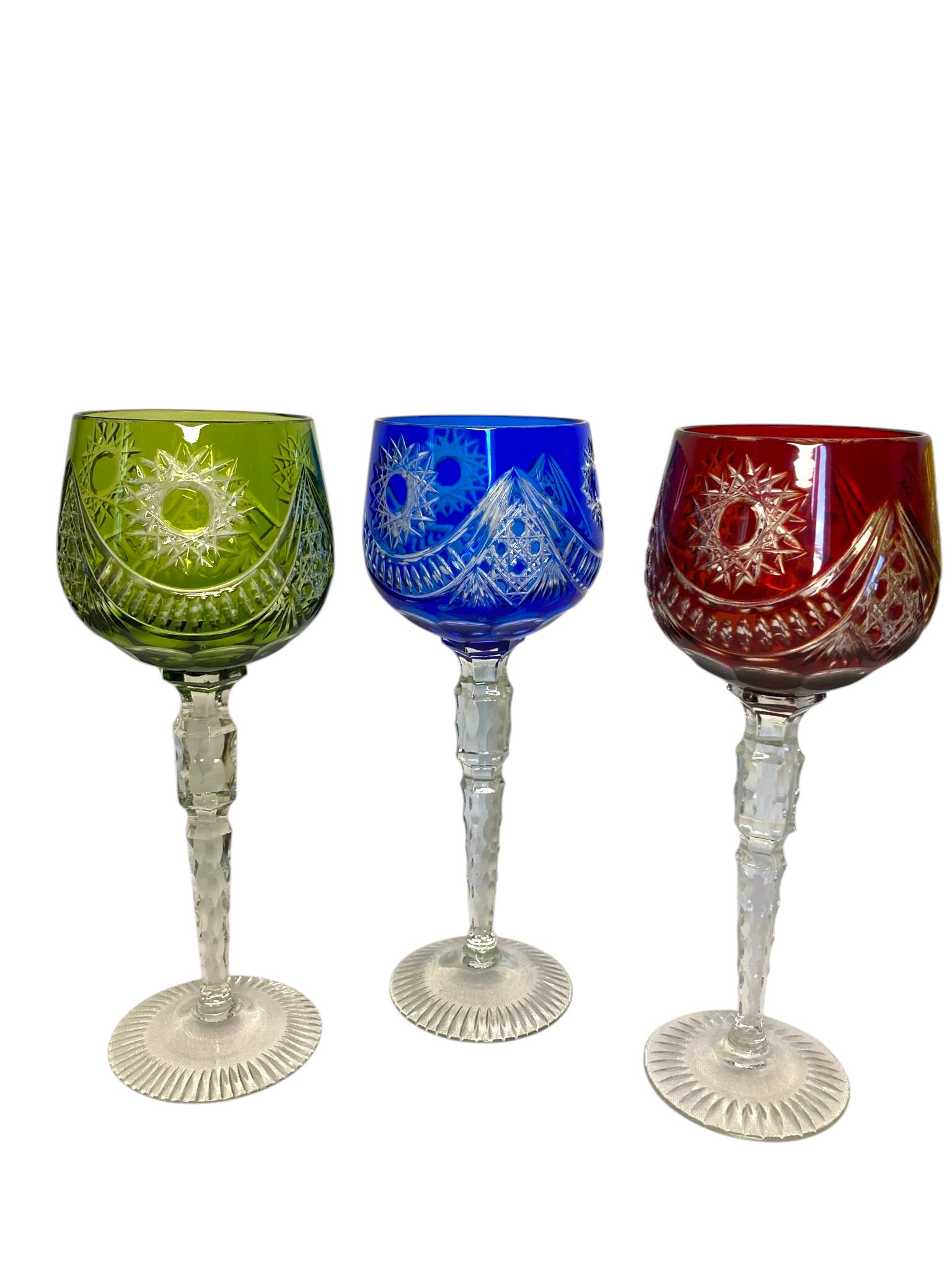 Tableware, set of six XXth century crystal Roemer glasses.