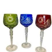Arts de la table, série six verres Roemer en cristal XXème