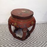 Stool Chinese pedestal table old red lacquer