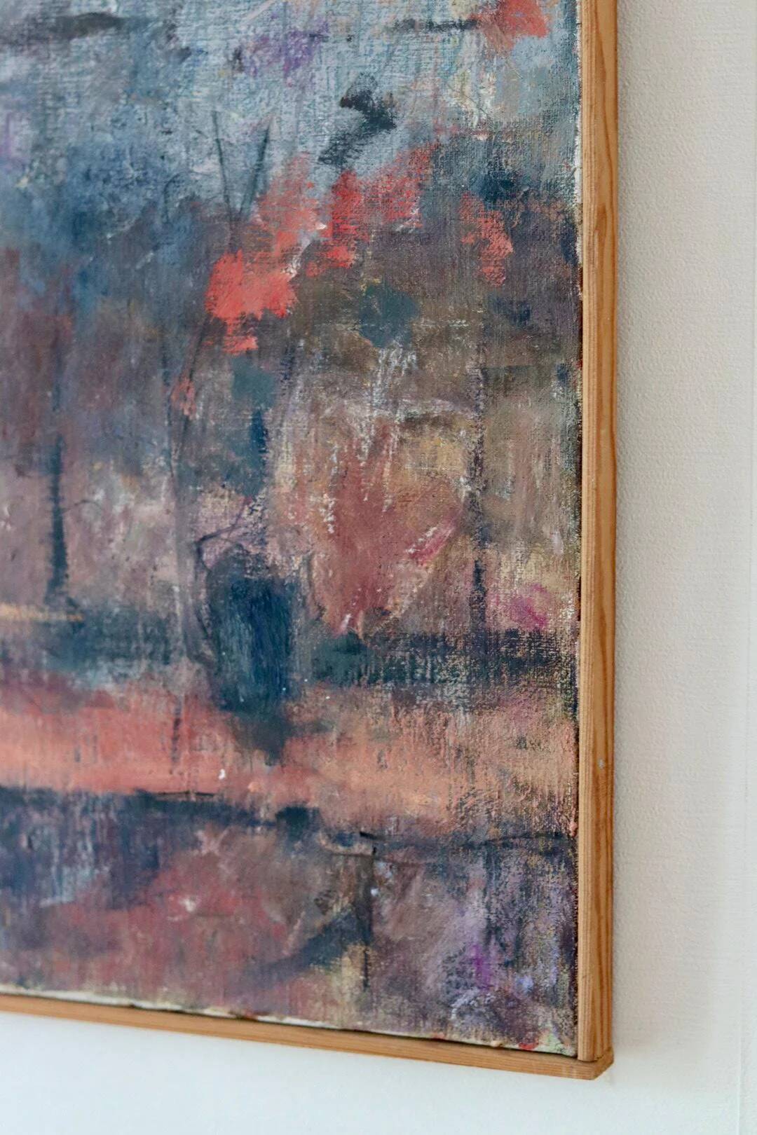 Abstract oil on canvas "warm tones", mid-20th century