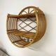 Vintage round rattan wall shelf – 70s bohemian style
