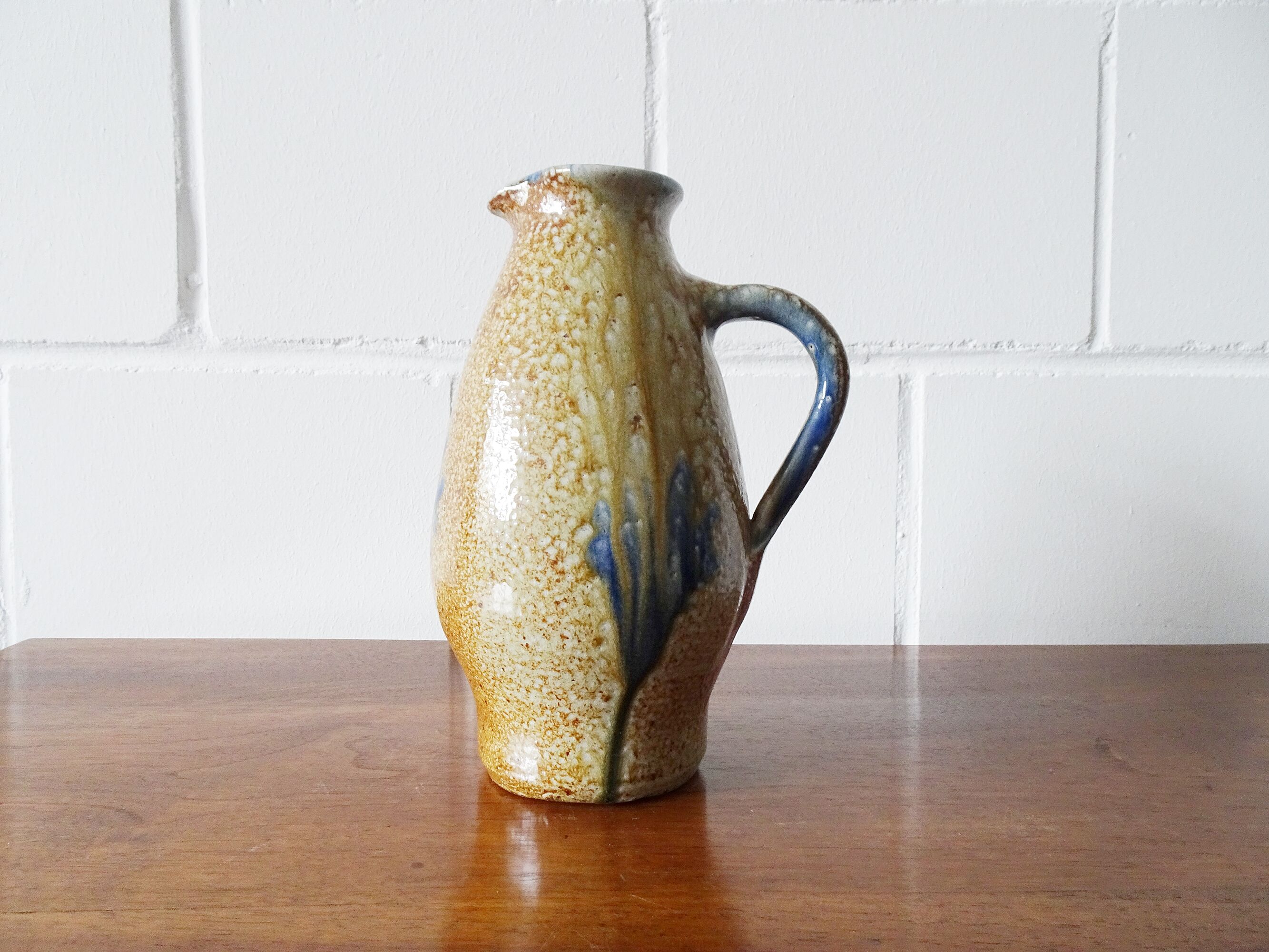 large ceramic jug with salt glaze, studio pottery