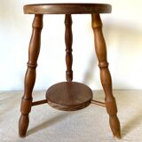 Vintage wooden tripod stool 2 trays