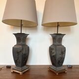 Pair asian style table lamps