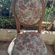 Brown varnished wooden chair 1940 Fabric chair with jacquard seat, upholstery manufacturing
