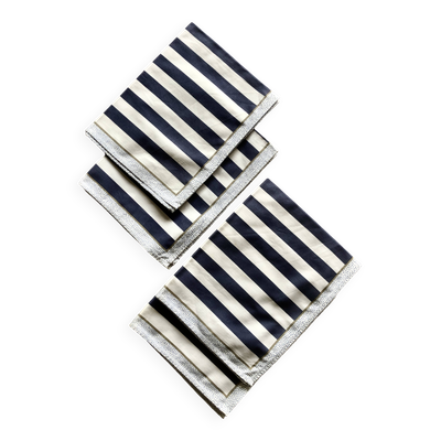 Serviettes de table rayées bleues