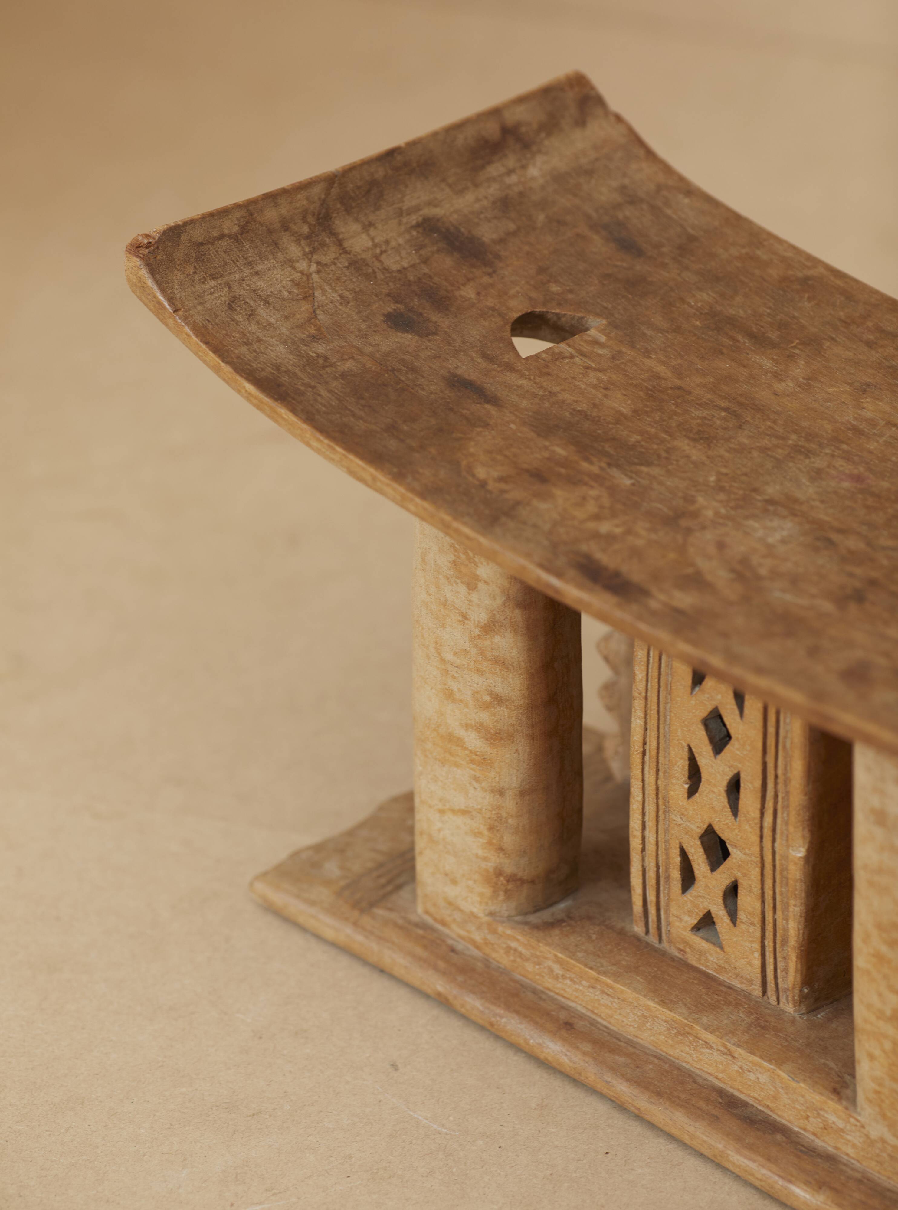 African Ashanti monoxyl stool in solid wood circa 1950