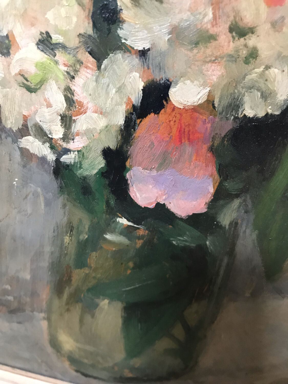 Bouquet of flowers oil on cardboard