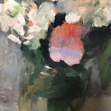 Bouquet de fleurs huile sur carton