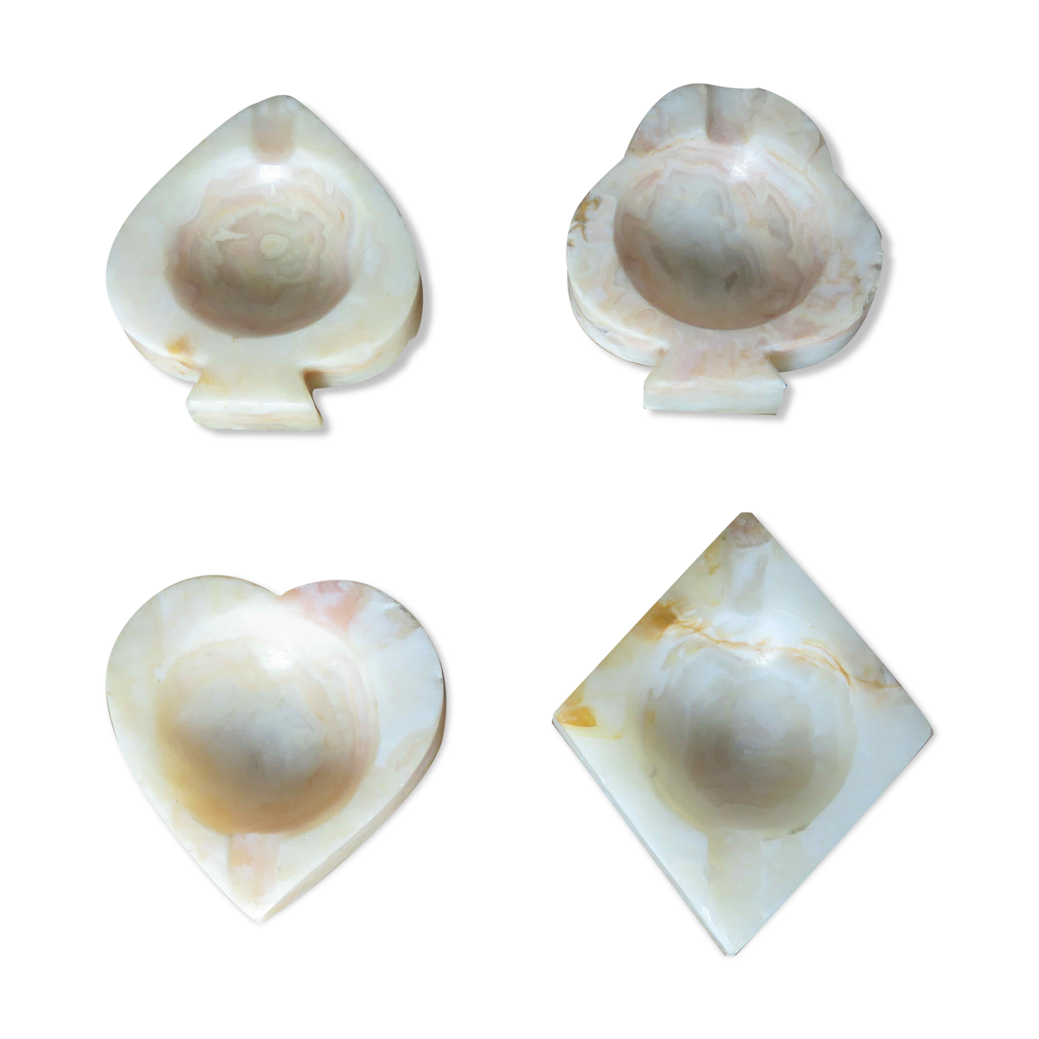 Series of 4 ashtrays "card game" in alabaster 60s 70s