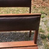 Duo of vintage church benches in solid beech
