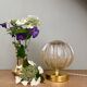 Vintage globe table lamp in half amber, half transparent molded glass