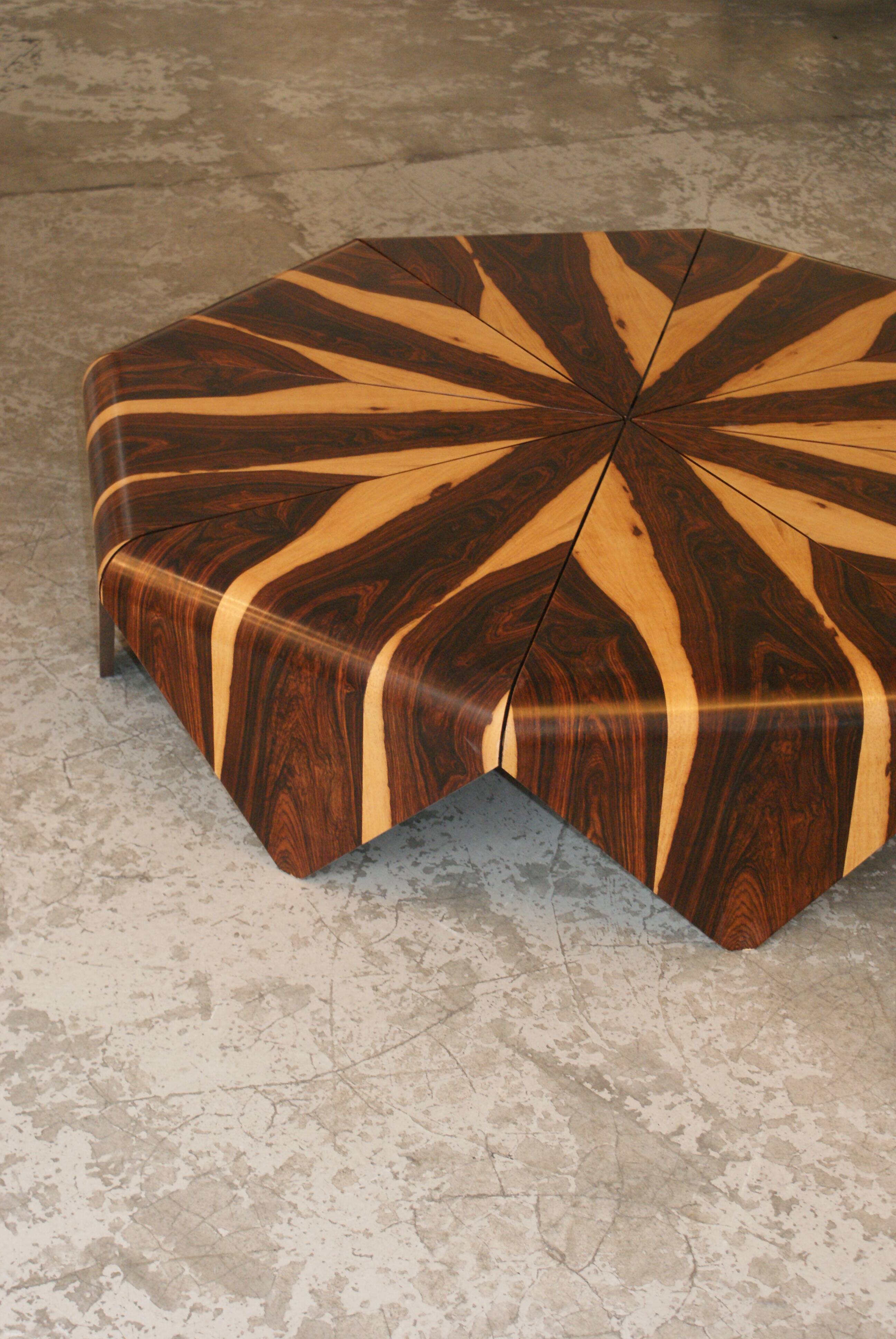 Petala Coffee Table in Cocobolo Wood by Jorge Zalszupin, Latelier Brazil, 1959