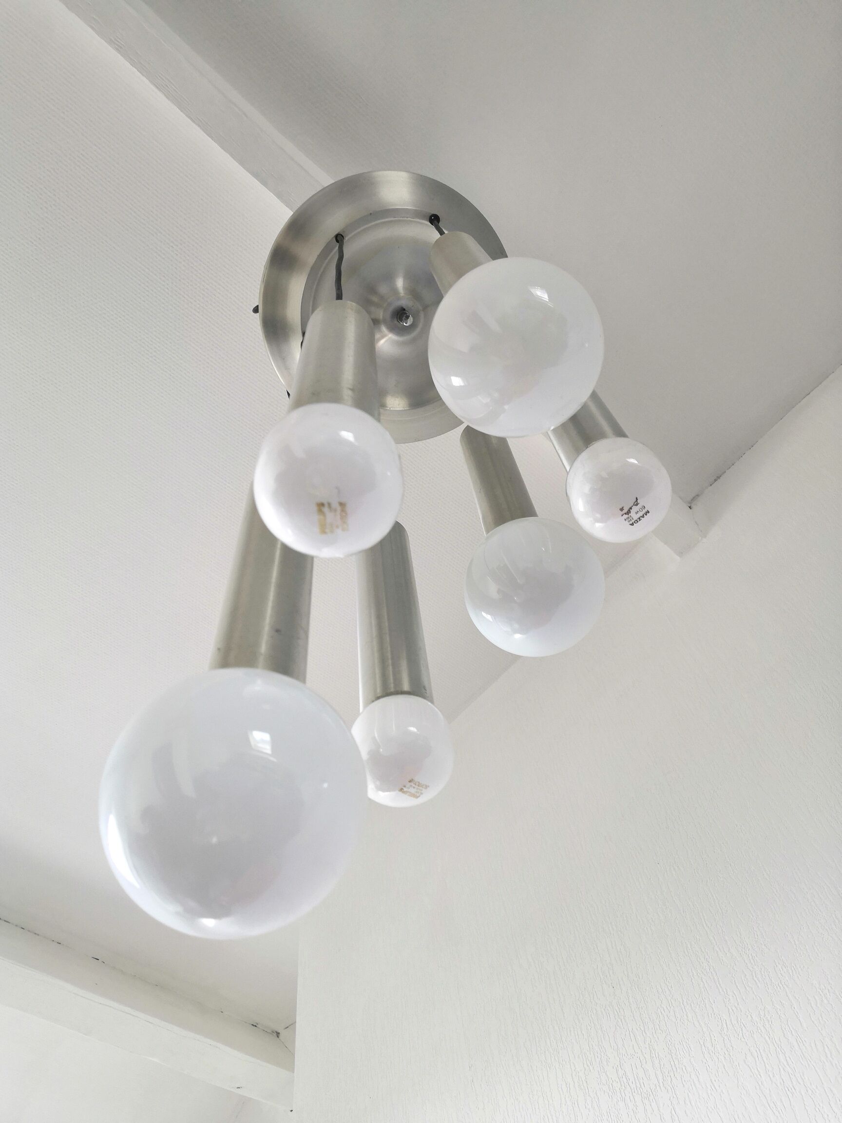 Suspension cascade tube 6 lumières design années 70