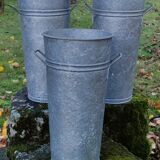 3 pots fleuriste vintage acier galvanisé/jardin vintage