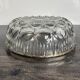Vintage salad bowl in moulded glass and silver-plated metal.