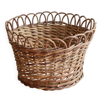 Cache-pot vintage rotin tressé – Accessoire plante d'intérieur