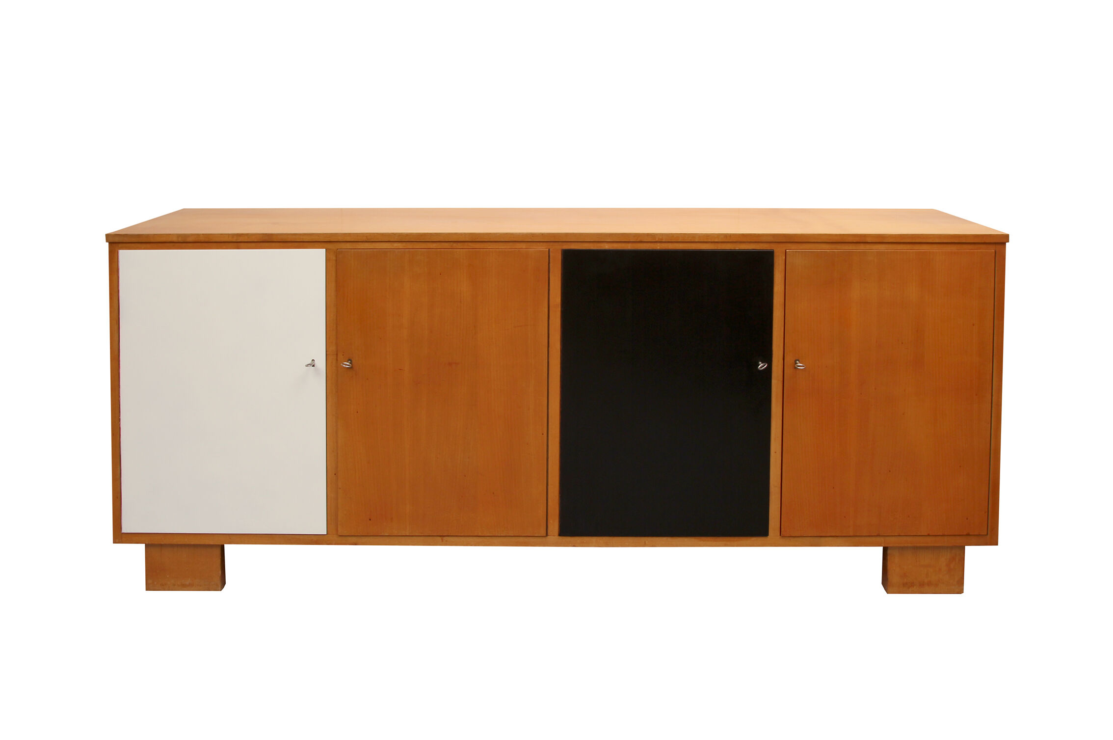Sideboard in cherrywood with black and white doors 1950s