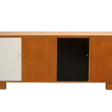 Sideboard in cherrywood with black and white doors 1950s