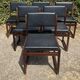 Set of 6 vintage teak chairs with black Skaï.
