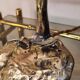 Petite lampe a la mante religieuse bronze, art nouveau, 32x15 verre style tiffany