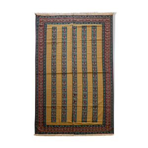 tapis rayé en laine orientale jaune kilim tissé à la main persian area - 173x255cm
