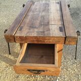 Mid-20th century beech workbench with two drawers