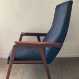 Scandinavian armchair in teak and velvet from the 60s