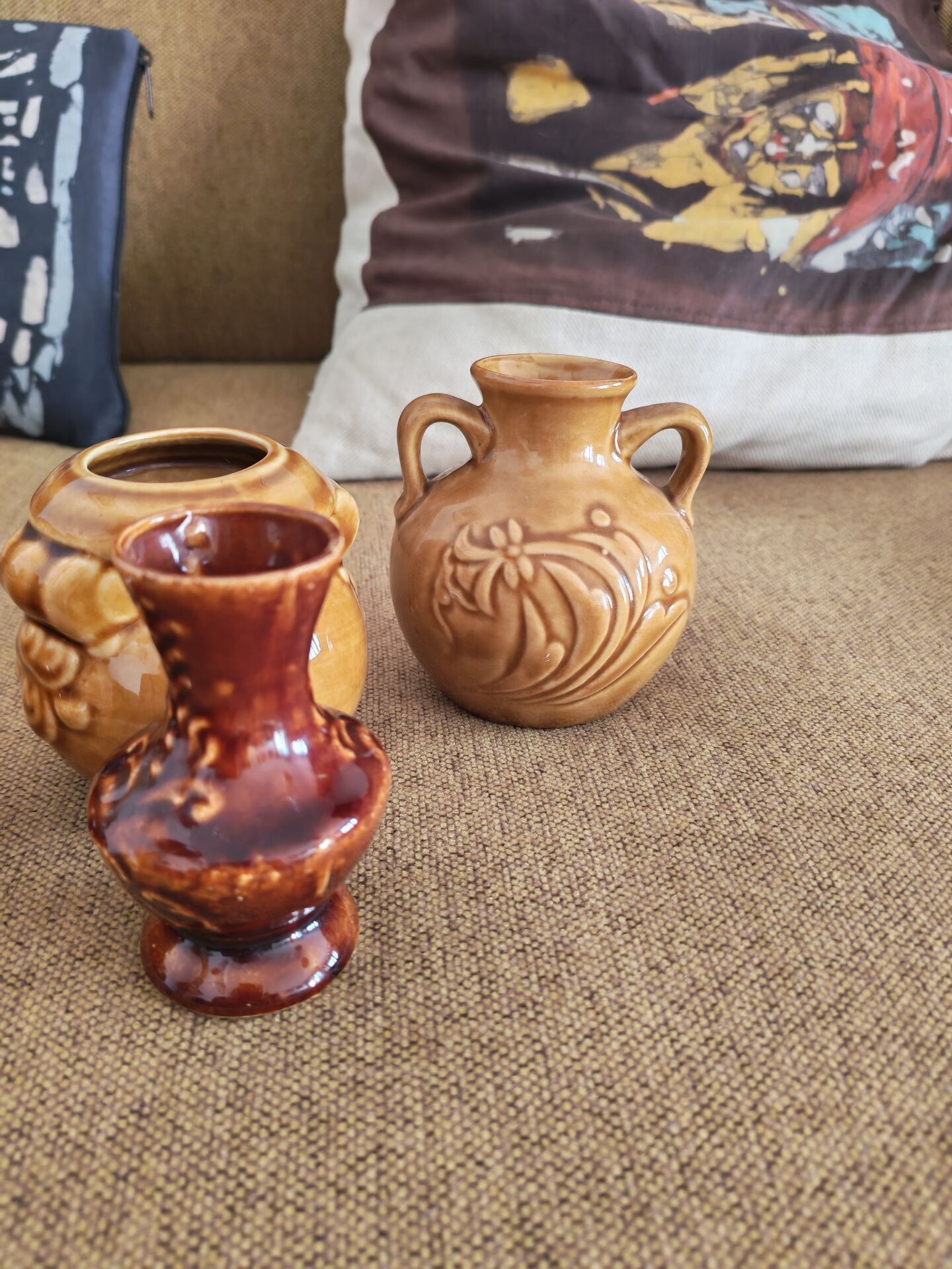 Lot de 5 mini vases pichets rétro en céramique émaillée 