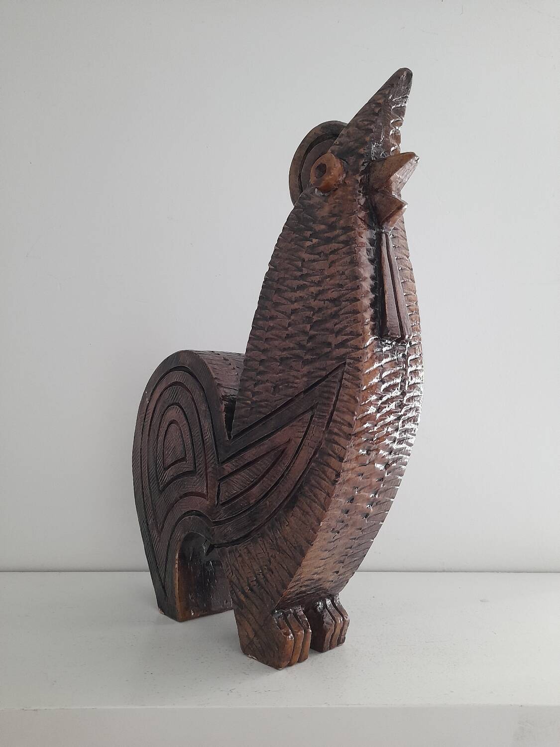 Large ceramic rooster sculpture 1970s