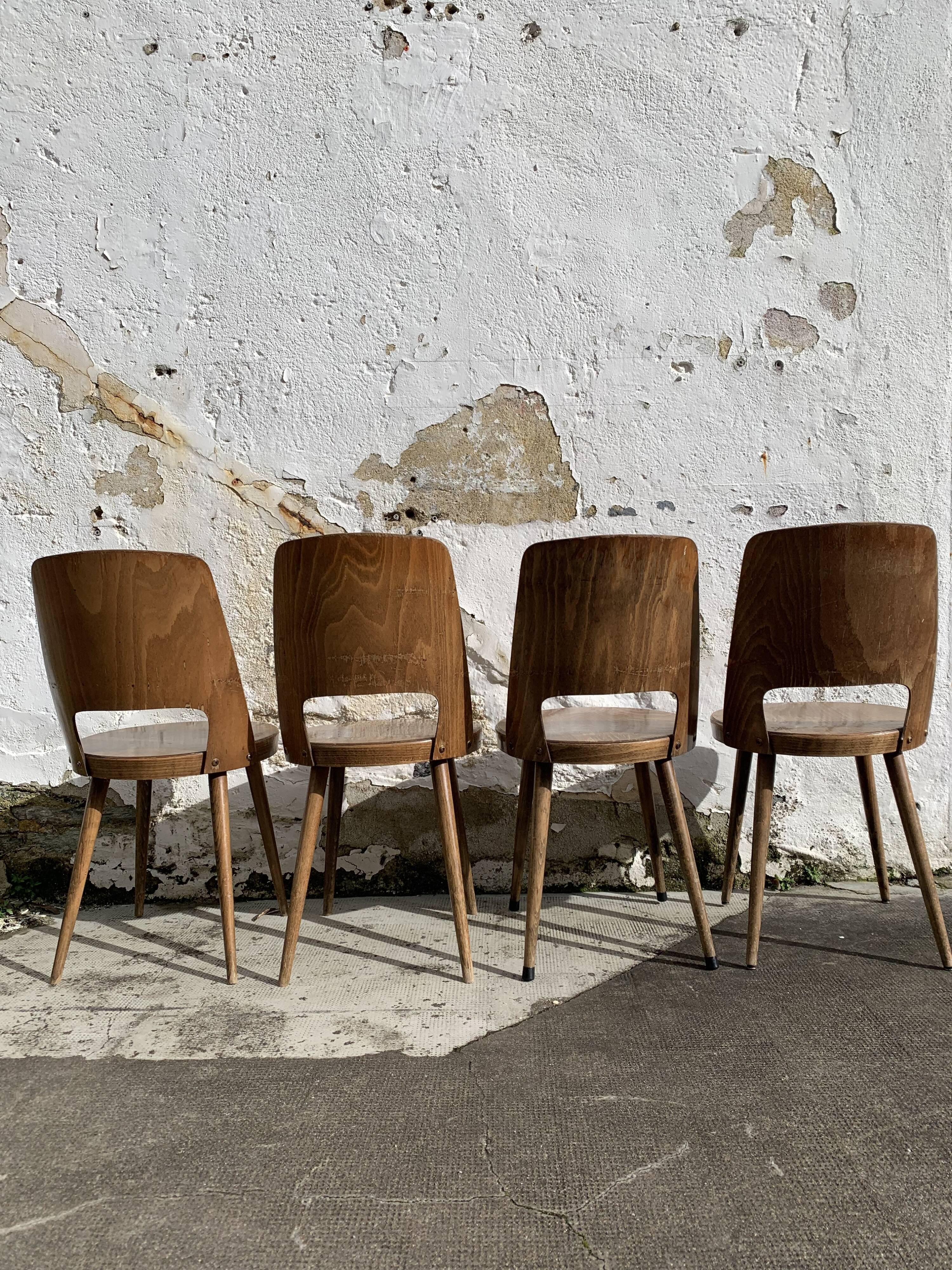 Ensemble de 4 chaises de bistrot baumann