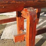 Pair of farm benches, solid wood, brutalist