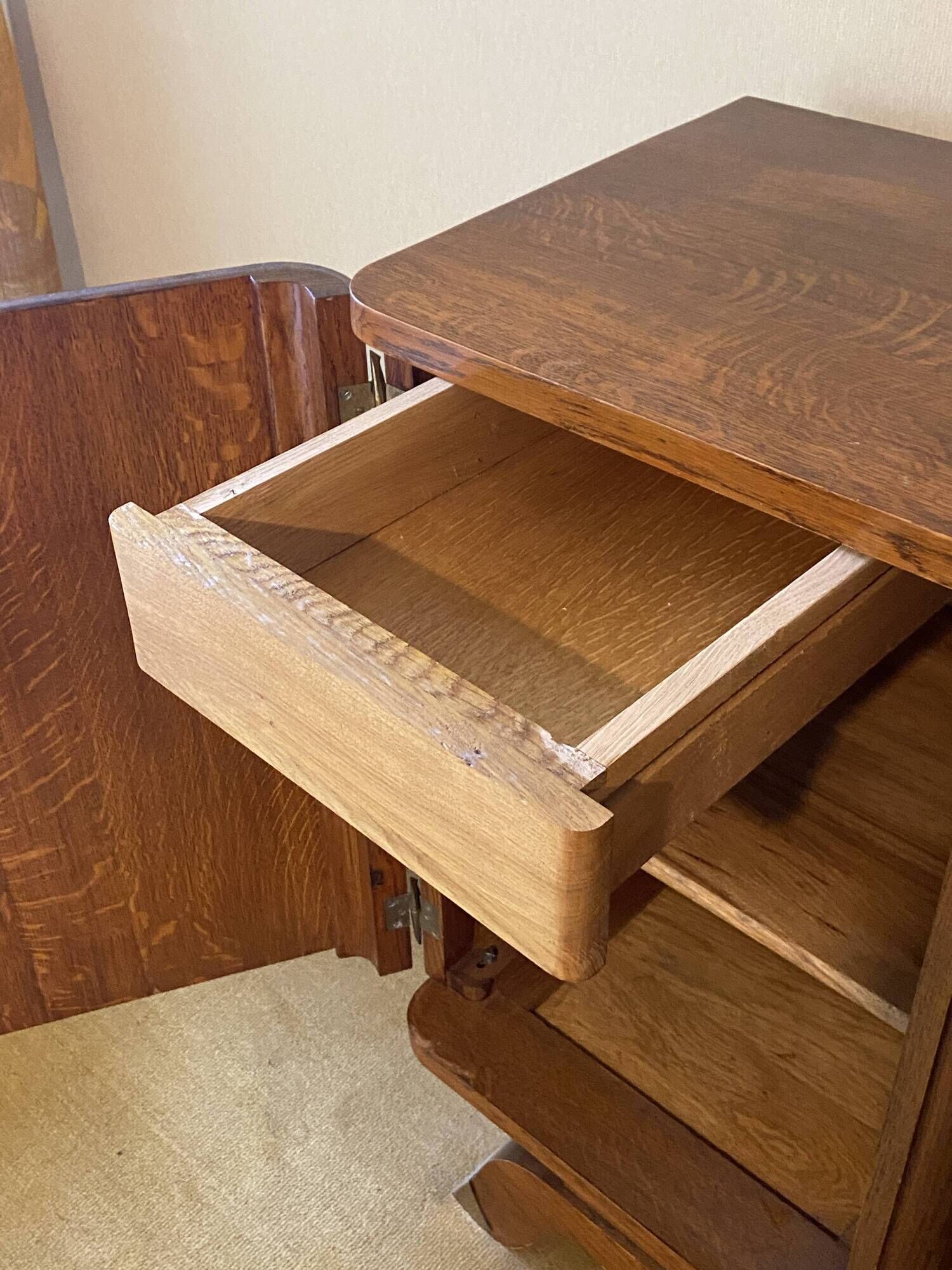 Mid-century vintage Scandinavian 1950s Art Deco Parisian sideboard oak wood
