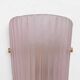 Pair of Murano Glass Wall Sconces in Pink Ribbed Glass and Brass, Italy