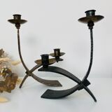 Hammered steel candle holder