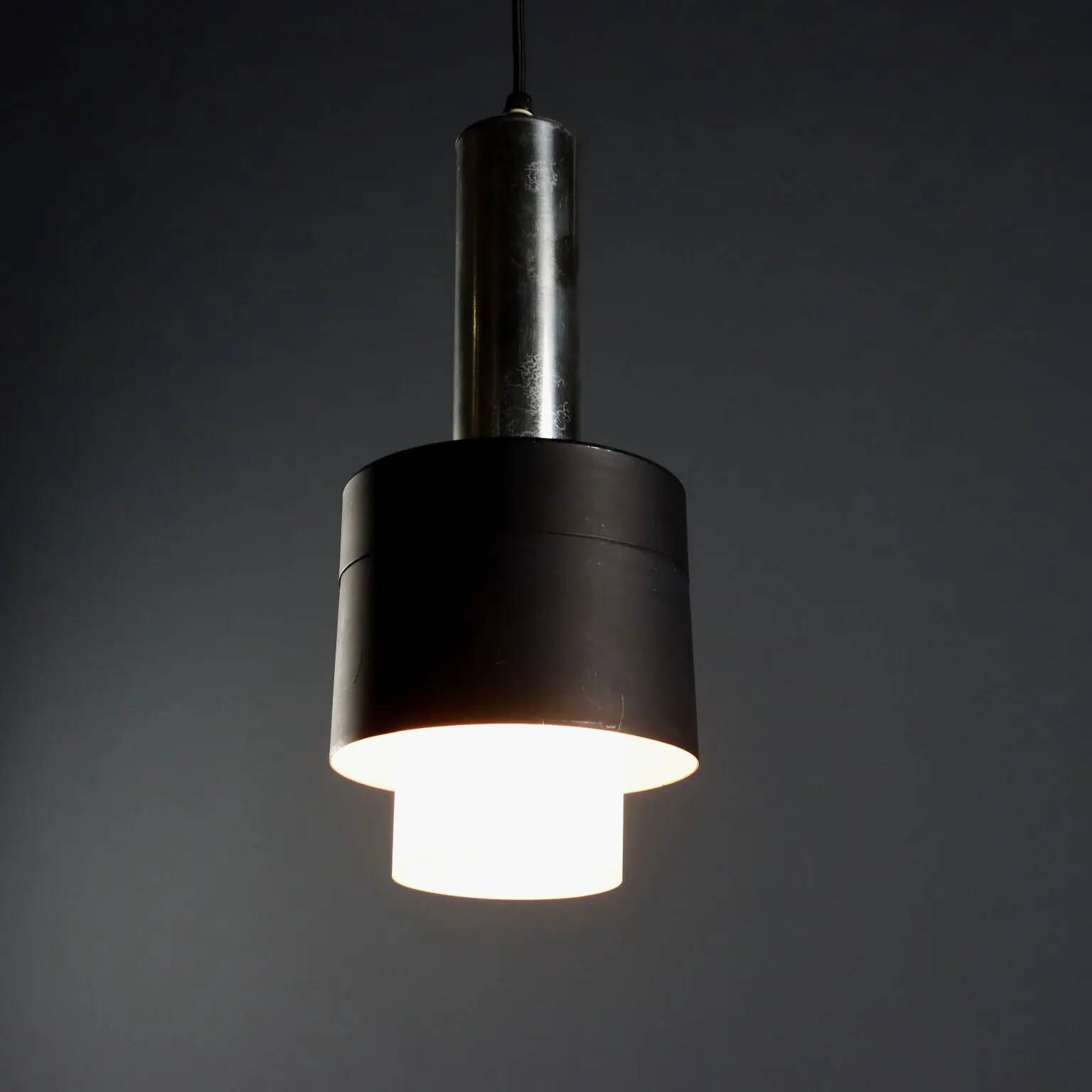 Vintage aluminium and glass chandelier, design, Italy, 1960s