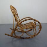 Mid-Century Italian Bamboo Rocking Chair, 1950s