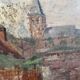Huile sur toile enfants devant le portail